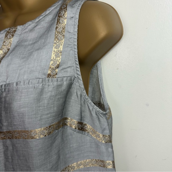 Studio 412 Grayish Metallic Gold Artsy Striped Detail Sleeveless Dress NWOT S - Picture 9 of 16